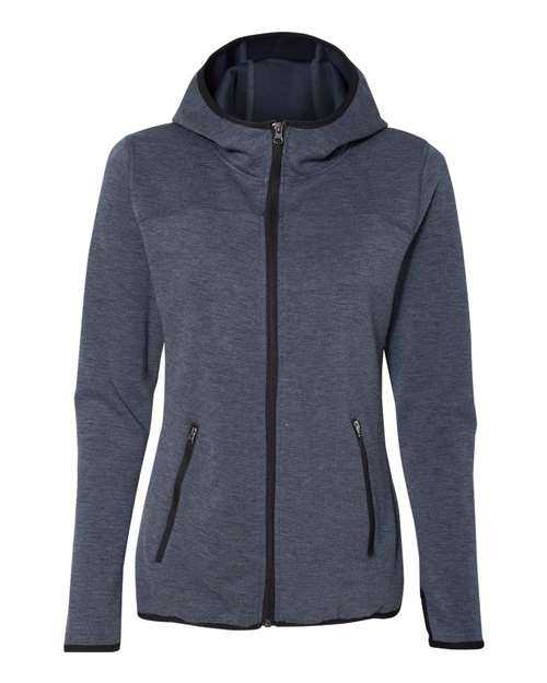 Weatherproof W18700 Women's HeatLast Fleece Tech Full-Zip Hooded Sweatshirt - Heather Navy - HIT a Double
