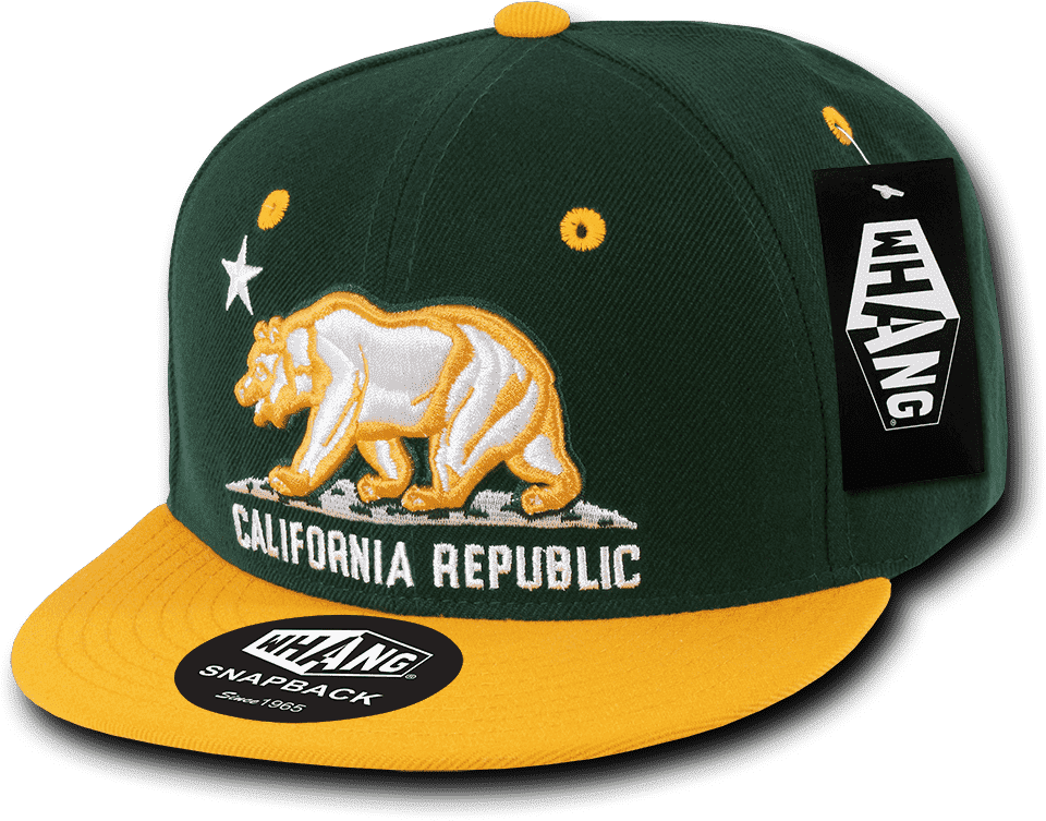 Whang W1 Cali Republic Snapback Cap - Hunter Green Gold - HIT a Double