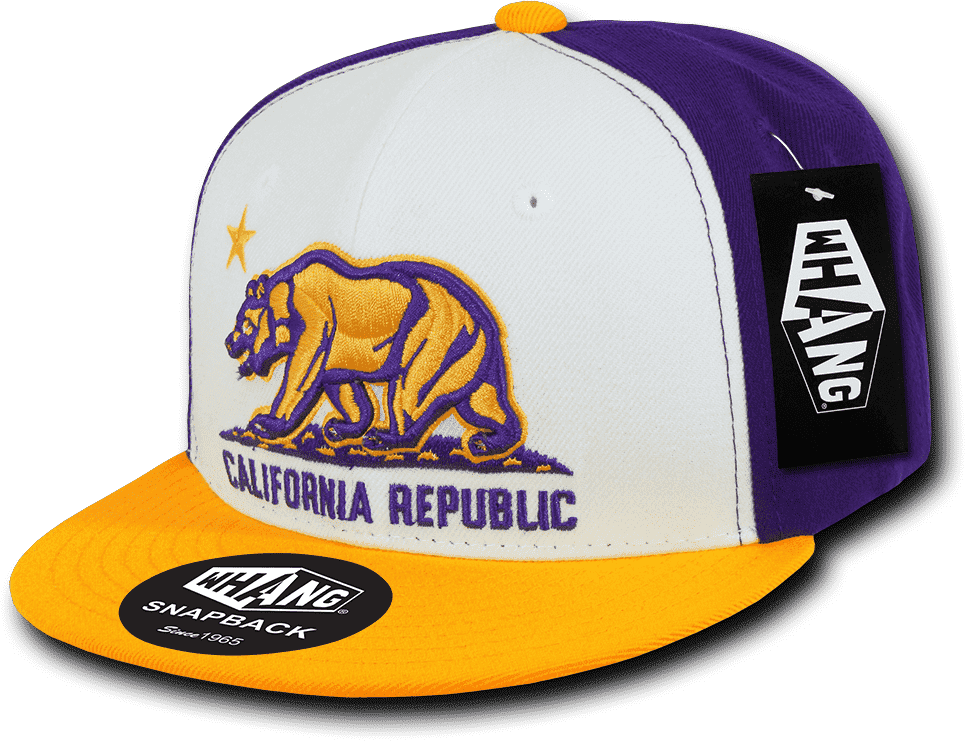 Whang W1 Cali Republic Snapback Cap - White Gold Purple - HIT a Double