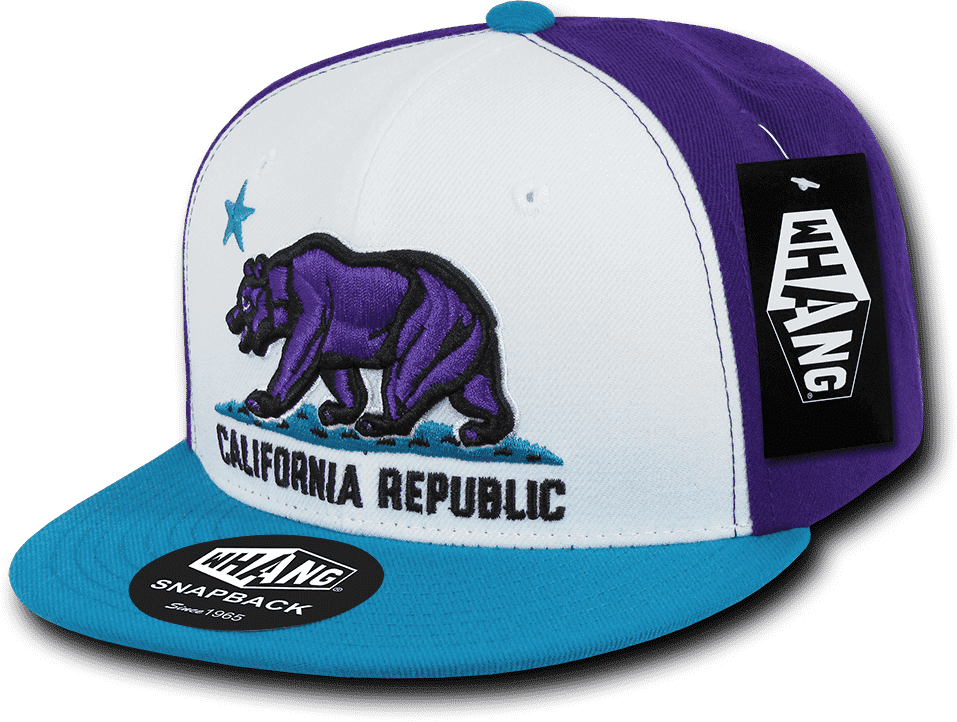 Whang W1 Cali Republic Snapback Cap - White Teal Purple - HIT a Double