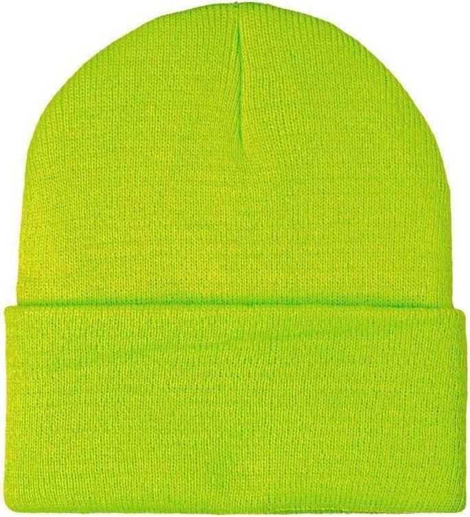 Yupoong 1501KC Classics Cuffed Knit Beanie - Safety Green - HIT a Double