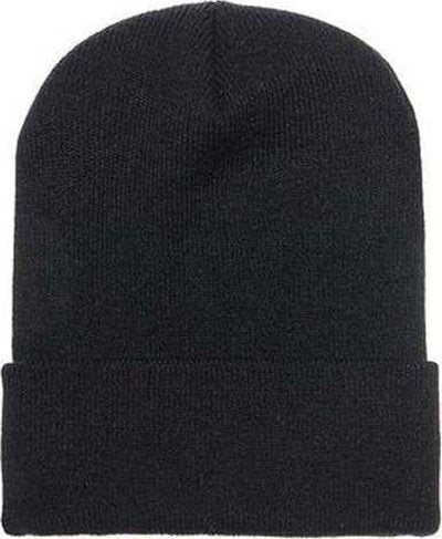 Yupoong 1501 Adult Cuffed Knit Beanie - Black - HIT a Double