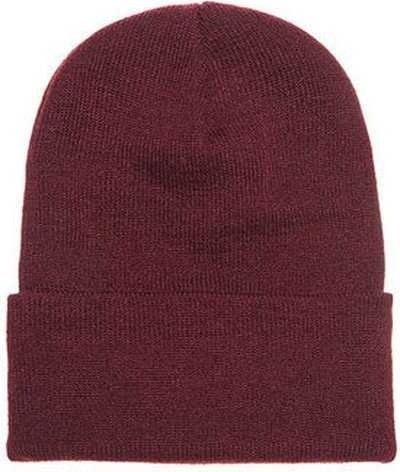 Yupoong 1501 Adult Cuffed Knit Beanie - Maroon - HIT a Double