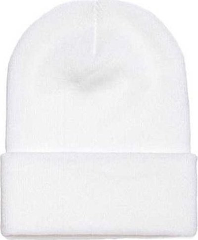 Yupoong 1501 Adult Cuffed Knit Beanie - White - HIT a Double