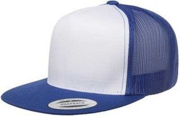 Yupoong 6006W Adult Trucker with White Front Panel Cap - Royal White Royal - HIT a Double