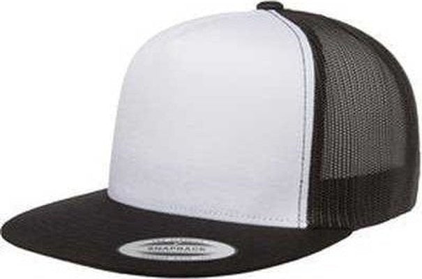 Yupoong 6006W Adult Trucker with White Front Panel Cap - Black White Black - HIT a Double