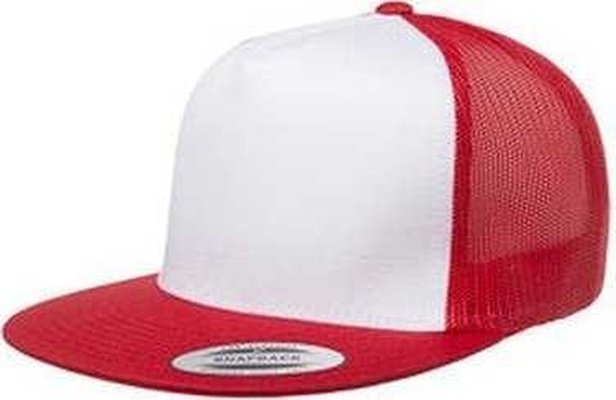 Yupoong 6006W Adult Trucker with White Front Panel Cap - Red White Red - HIT a Double