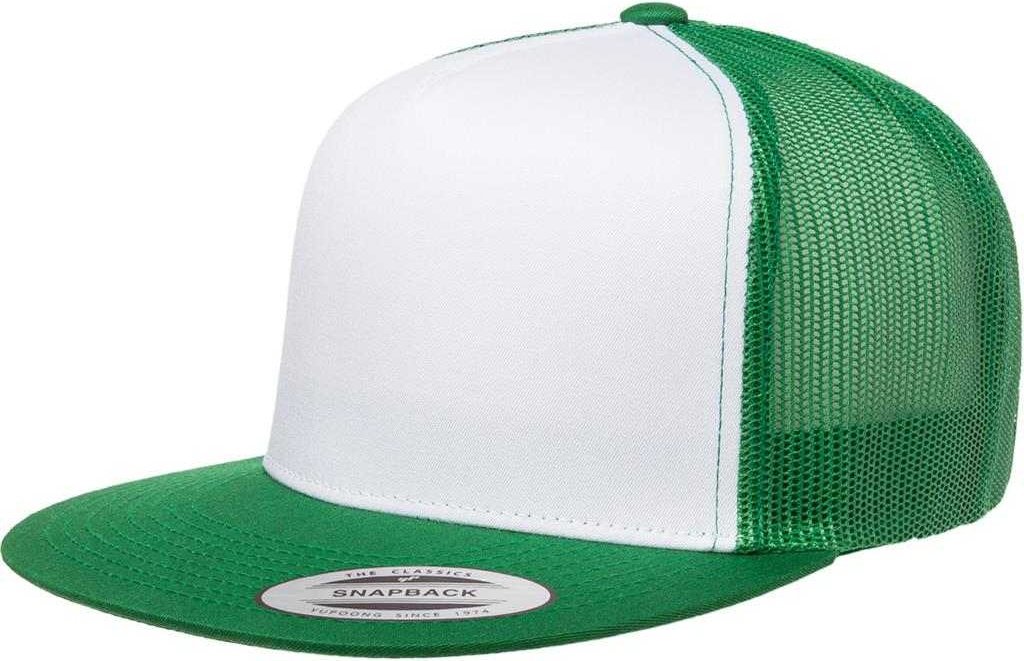 Yupoong 6006W Classics Trucker Cap White Front - Kelly White - HIT A Double