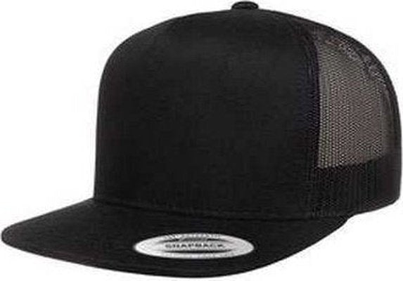 Yupoong 6006 Adult 5-Panel Trucker Cap - Black - HIT a Double