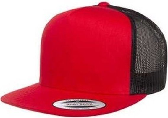 Yupoong 6006 Adult 5-Panel Trucker Cap - Red Black - HIT a Double
