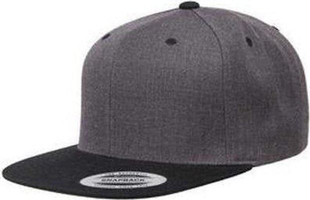 Yupoong 6089MT Adult 6-Panel Structured Flat Visor Two-Tone Snapback - Dark Heather Black - HIT a Double