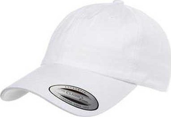 Yupoong 6245CM Adult Low-Profile Cotton Twill Dad Cap - White - HIT a Double