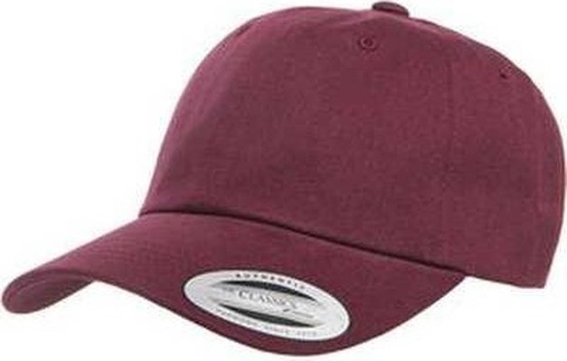 Yupoong 6245PT Adult Peached Cotton Twill Dad Cap - Maroon - HIT a Double