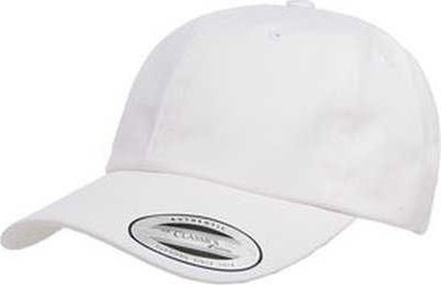 Yupoong 6245PT Adult Peached Cotton Twill Dad Cap - White - HIT a Double