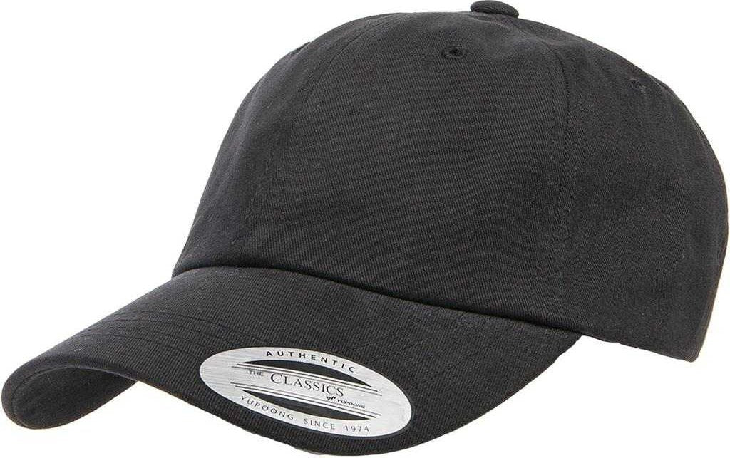 Yupoong 6245PT Classics Peached Cotton Twill Dad Cap - Black - HIT a Double