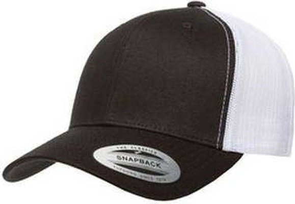 Yupoong 6606 Adult Retro Trucker Cap - Black White - HIT a Double