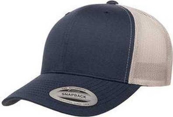 Yupoong 6606 Adult Retro Trucker Cap - Navy Silver - HIT a Double