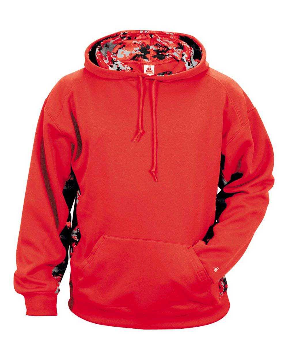 Badger Sport 2464 Digital C/B Youth Hoodie - Red Red Digital - HIT a Double - 1