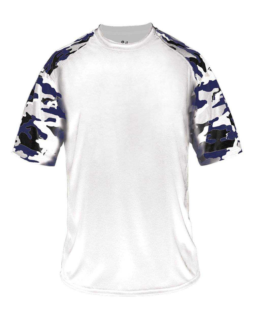 Badger Sport 4141 Camo Sport Adult Tee - White Navy Camo - HIT a Double - 1
