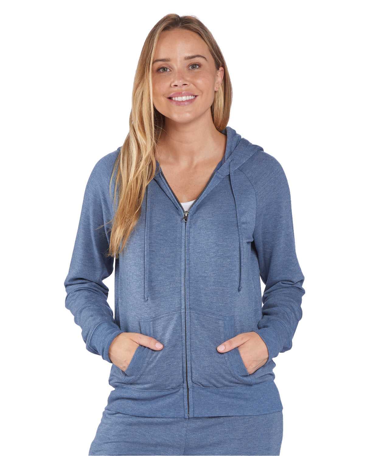 Boxercraft BW5201 Women's Dream Fleece Full-Zip Hooded Sweatshirt - Indigo Heather - HIT a Double - 1