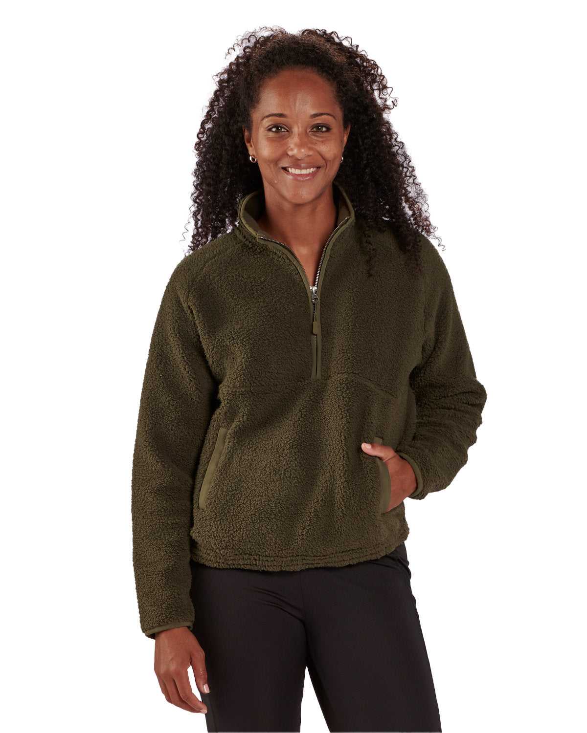Boxercraft BW8501 Women's Everest Half Zip Pullover - Olive - HIT a Double - 1
