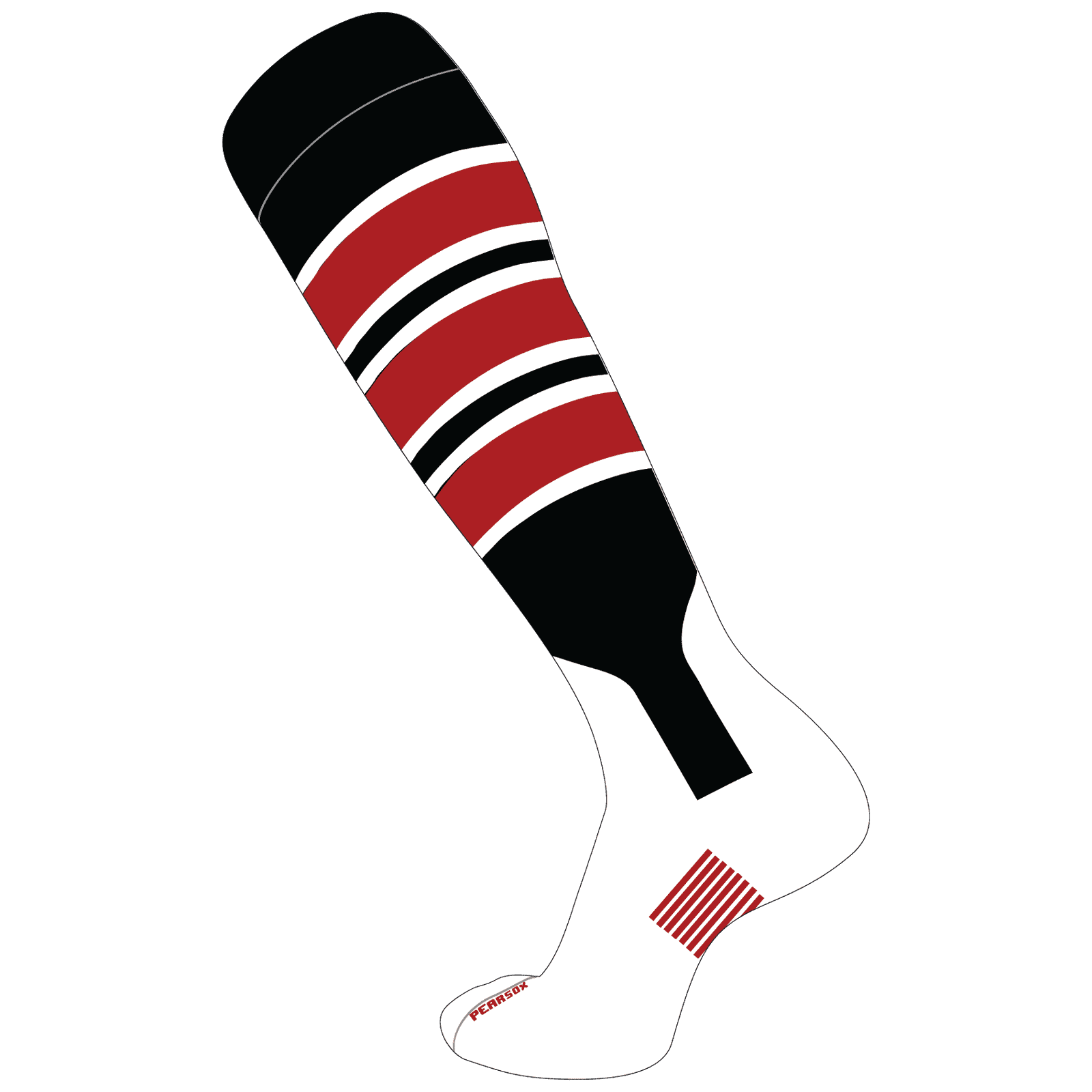 Pearsox Double Play Knee Hight Socks - Black Scarlet White - HIT a Double