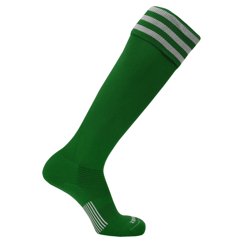 Pearsox Euro 3-Stripe Knee High Socks - Kelly 3 White Stripes - HIT a Double