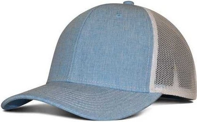 Fahrenheit F211 Heathered Cotton Polyester Trucker Cap - Sky Blue Hth Wh - HIT a Double