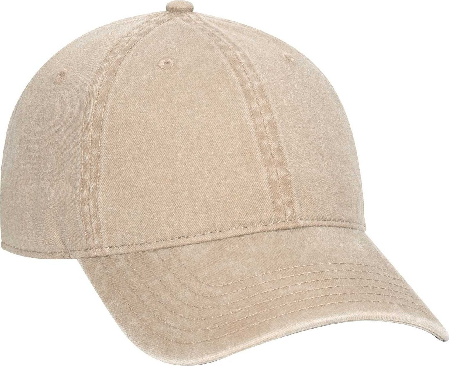 OTTO 18-711 Superior Washed Pigment Dyed Cotton Twill Low Profile Pro Style Cap - Khaki - HIT a Double - 1