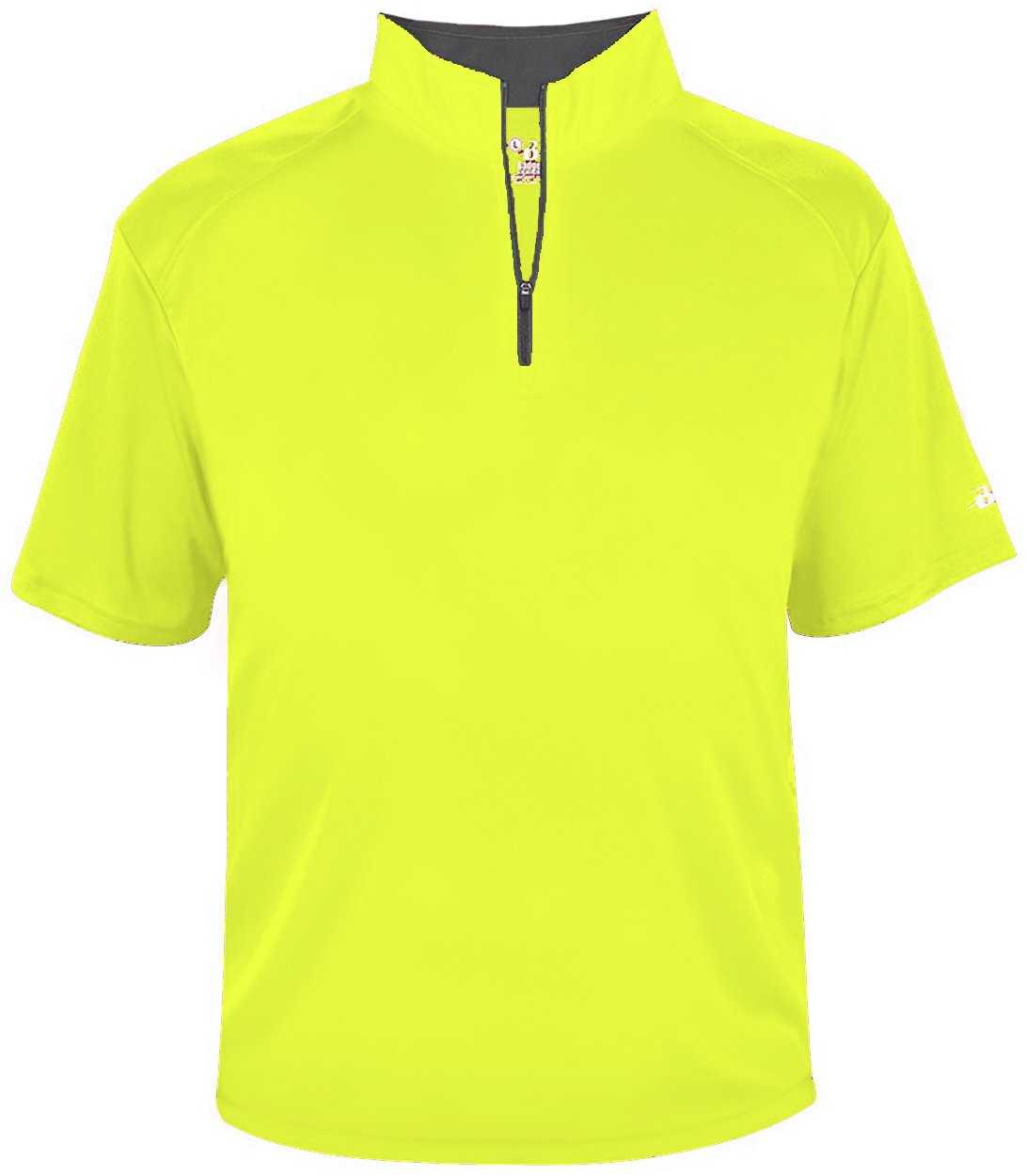 Badger Sport 4199 B-Core Short Sleeve 1/4 Zip - Safety Yellow Graphite - HIT a Double - 1