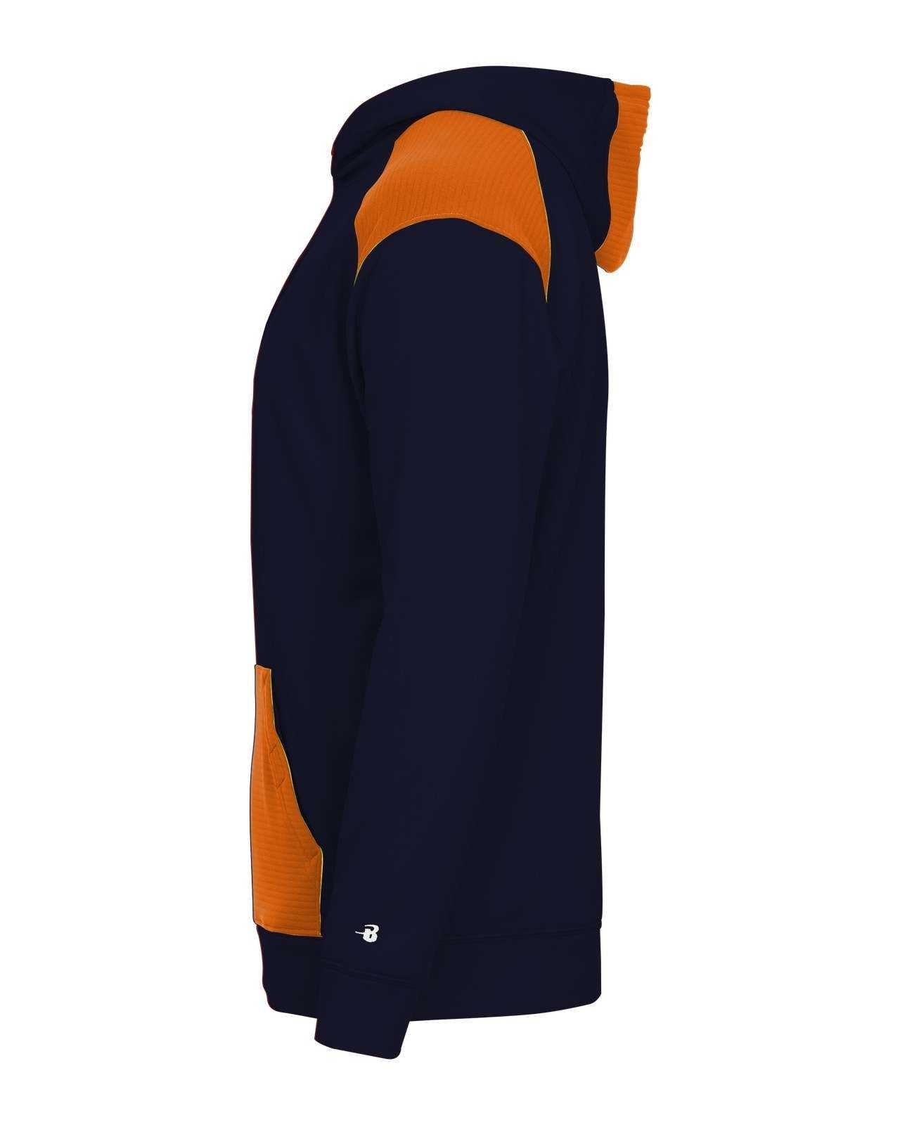 Badger Sport 1440 Breakout Performance Fleece Hoodie - Navy Orange - HIT a Double - 1