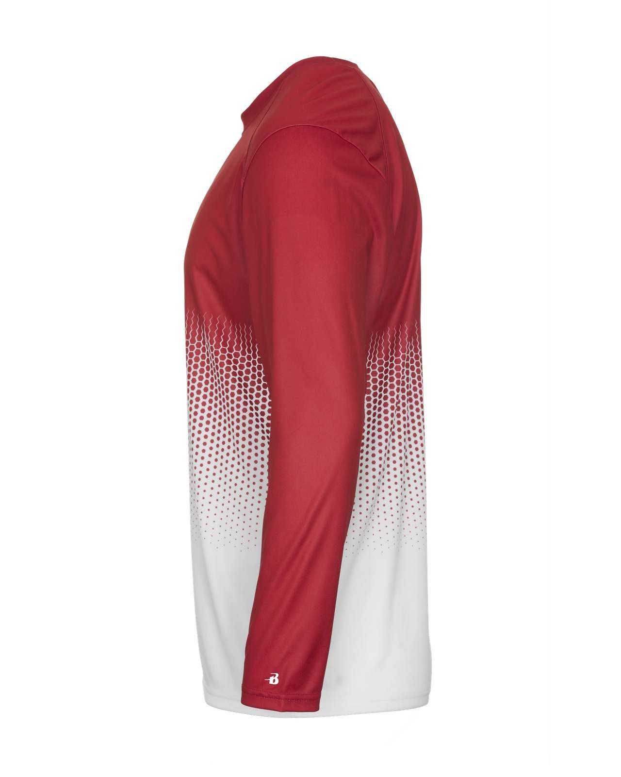 Badger Sport 2224 Hex Youth Long Sleeve Tee - Red Hex - HIT a Double - 1