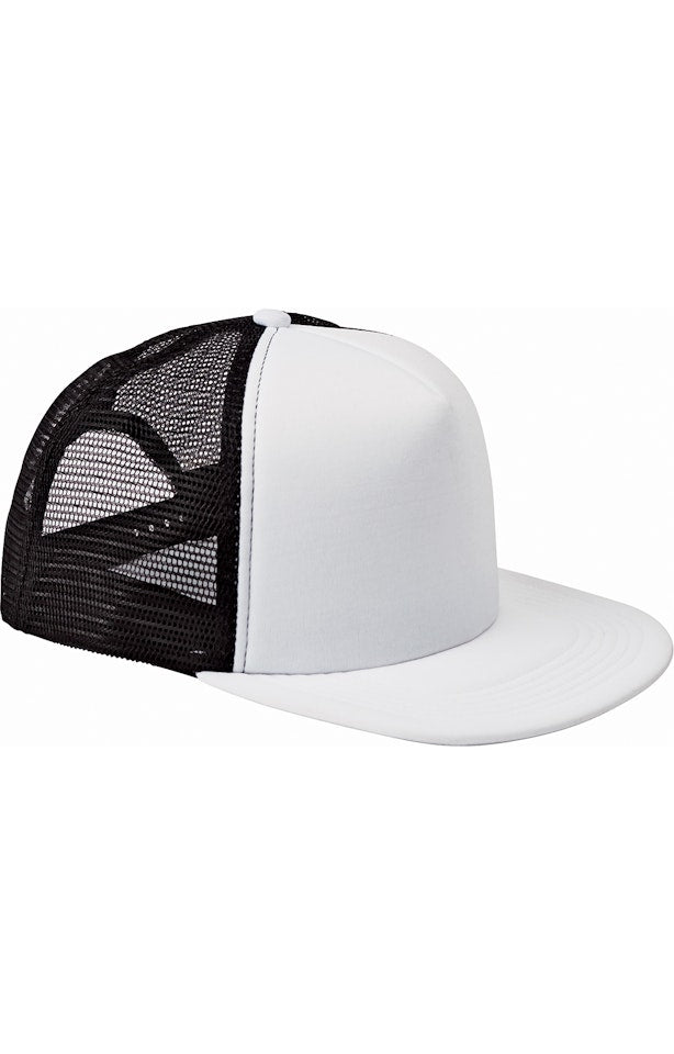 Big Accessories BX030 Foam Front Trucker Cap - White  Black