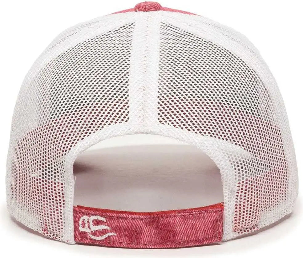 Oc Sports Mbw-800cb Adjustable Mesh Back Cap - Heathered Red White - 6 7/8’’ - 7 1/2’’