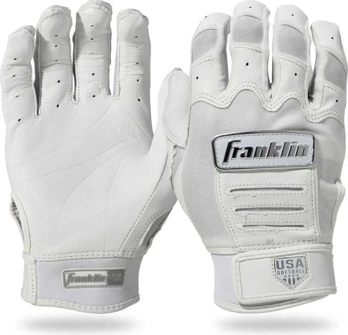 Franklin Usa Women’s Softball Chrome Cfx Pro Batting Gloves - White
