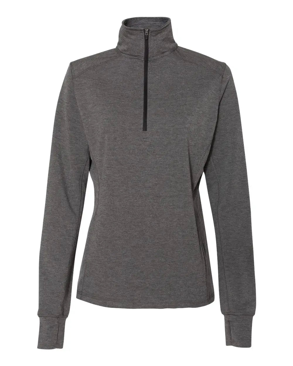 J. America 8433 Women’s Omega Stretch Quarter-zip Pullover - Charcoal Triblend - Dark Gray / s