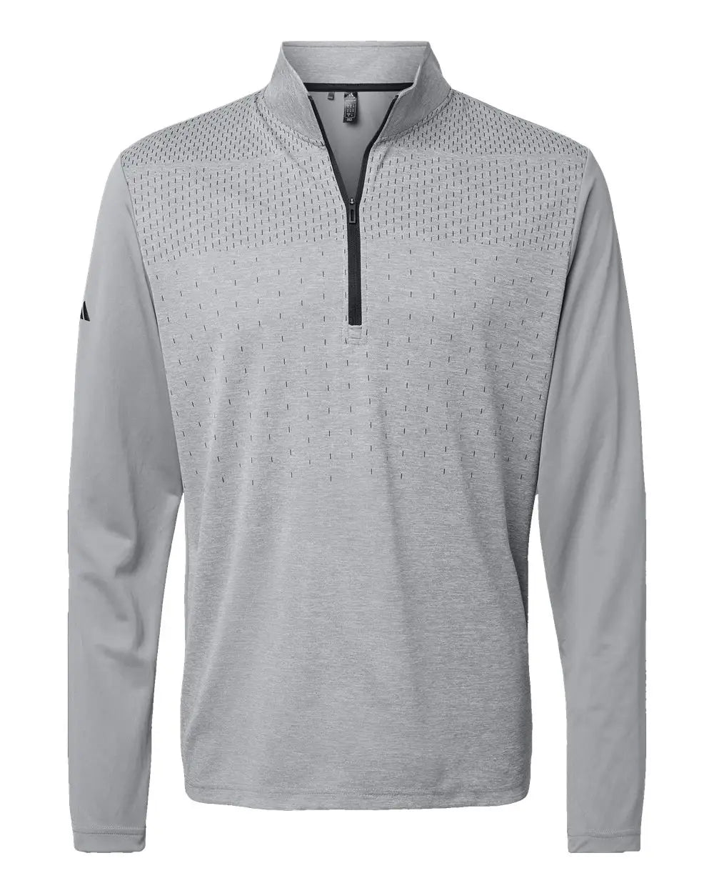 Adidas A522 Heather Block Print Quarter-zip Pullover - Grey Three Melange Black - Gray / Xs