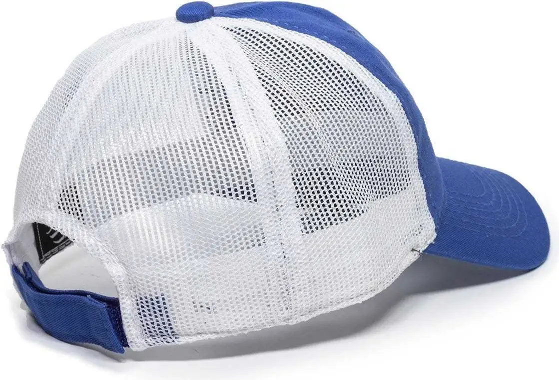 Oc Sports Fwt-130 Garment Wash Mesh Back Baseball Cap - Royal White - 6 7/8’’ - 7 1/2’’