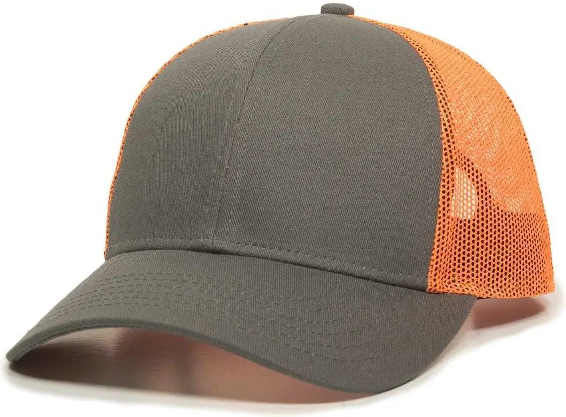 Oc Sports Oc770 Adjustable Mesh Back Cap with Sweatband - Charcoal Neon Orange - Dark Gray / 6 7/8’’ - 7 1/2’’