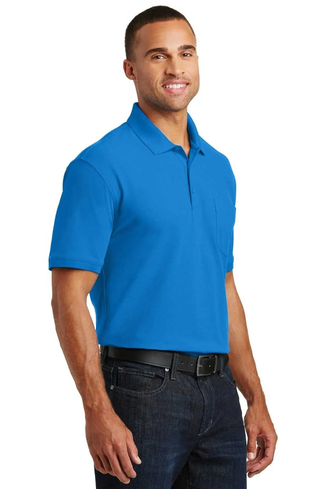 Port Authority K100p Core Classic Pique Pocket Polo - Coastal Blue