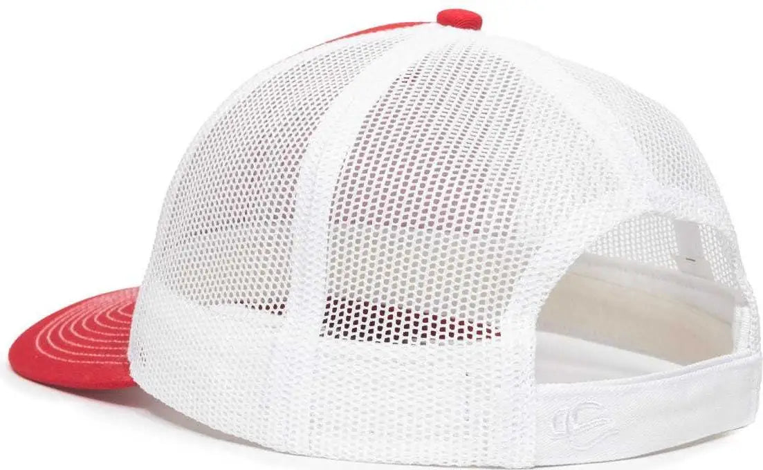 Oc Sports Oc771v Adjustable Mesh Back Cap - Red White - 6 7/8’’ - 7 1/2’’