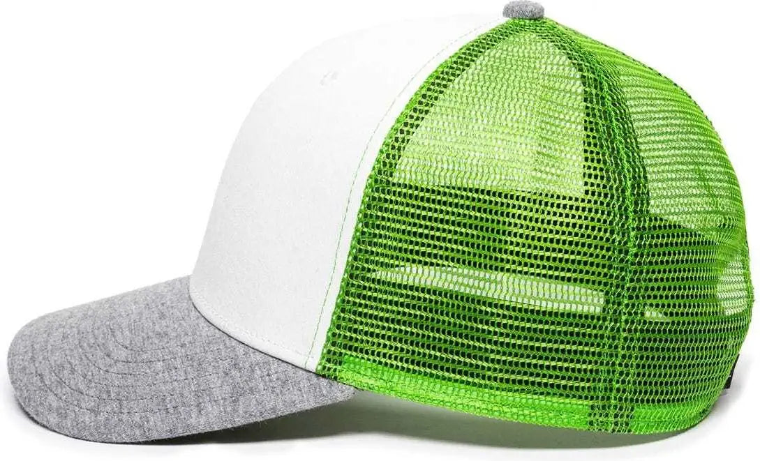 Oc Sports Rgr-200m Adjustable Mesh Back Gray Heathered Bill Cap - White Green Grey - 6 7/8’’ - 7 1/2’’