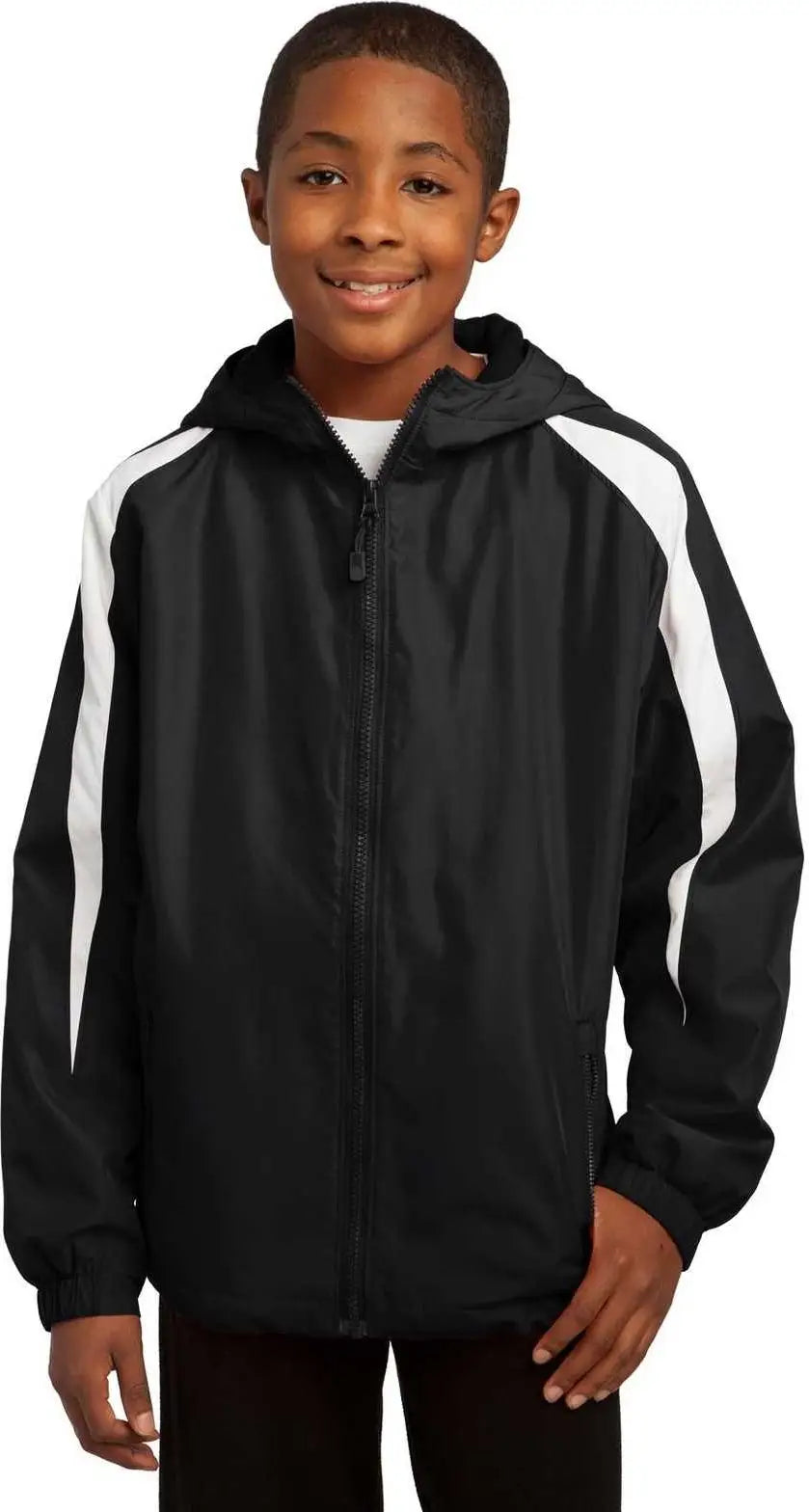 Sport-tek Yst81 Youth Fleece-lined Colorblock Jacket - Black White