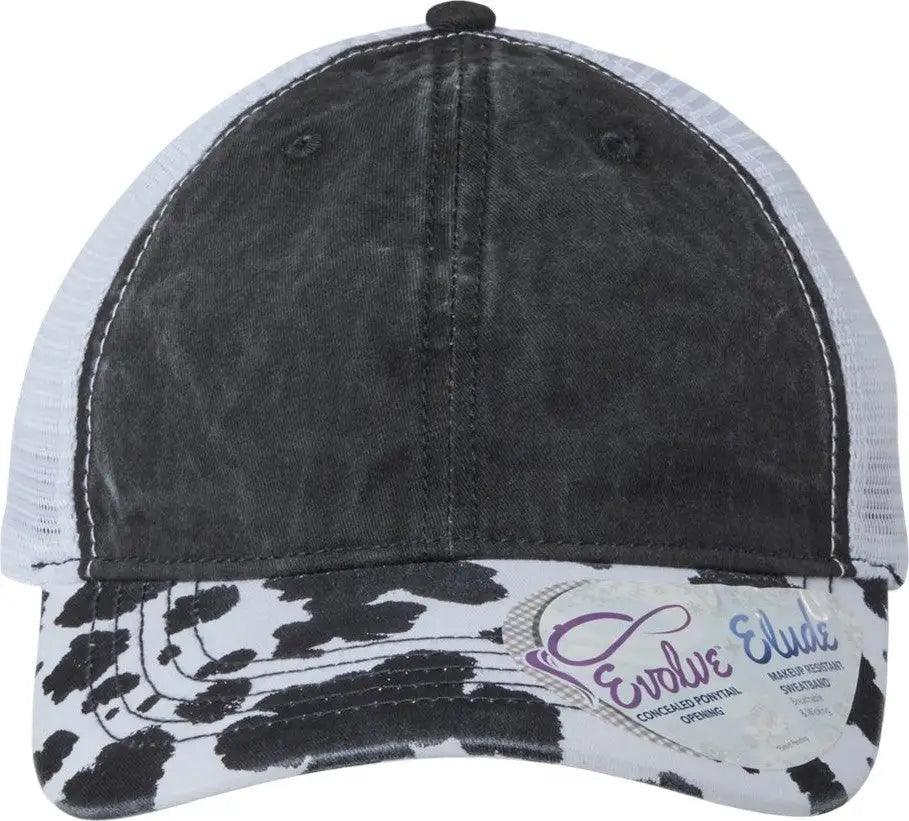 Infinity Her Janet Women’s Printed Bill with Mesh Back Cap - Black Cow White - Multi-colored / one Size Fits Most