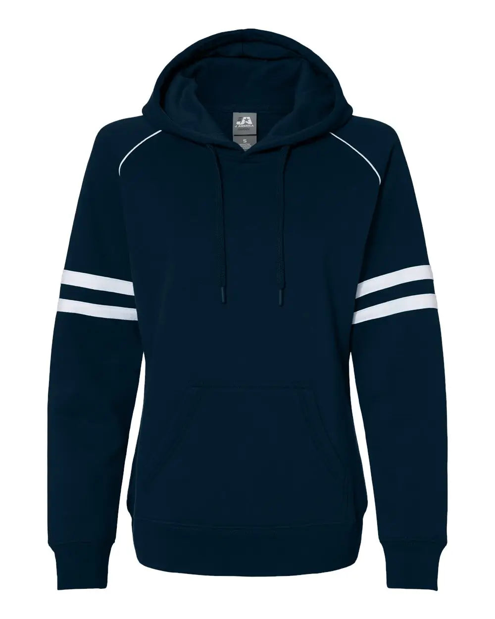 J. America 8645 Women’s Varsity Fleece Piped Hooded Sweatshirt - Navy - s