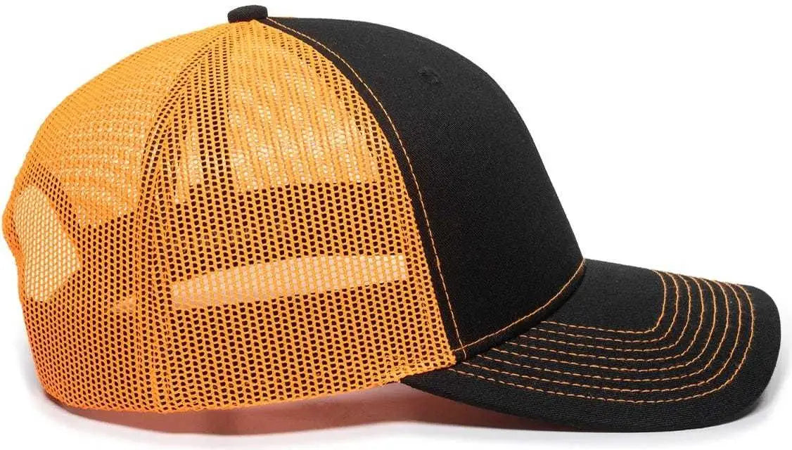Oc Sports Oc771 Adjustable Mesh Back Cap - Black Neon Orange - 6 7/8’’ - 7 1/2’’