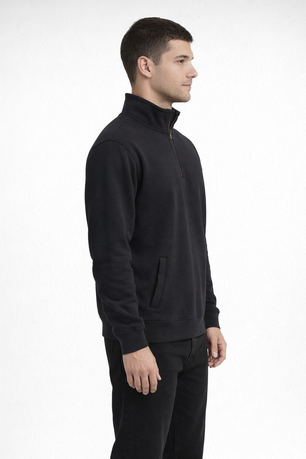 Black FUNDAMENTAL FLEECE QTR ZIP