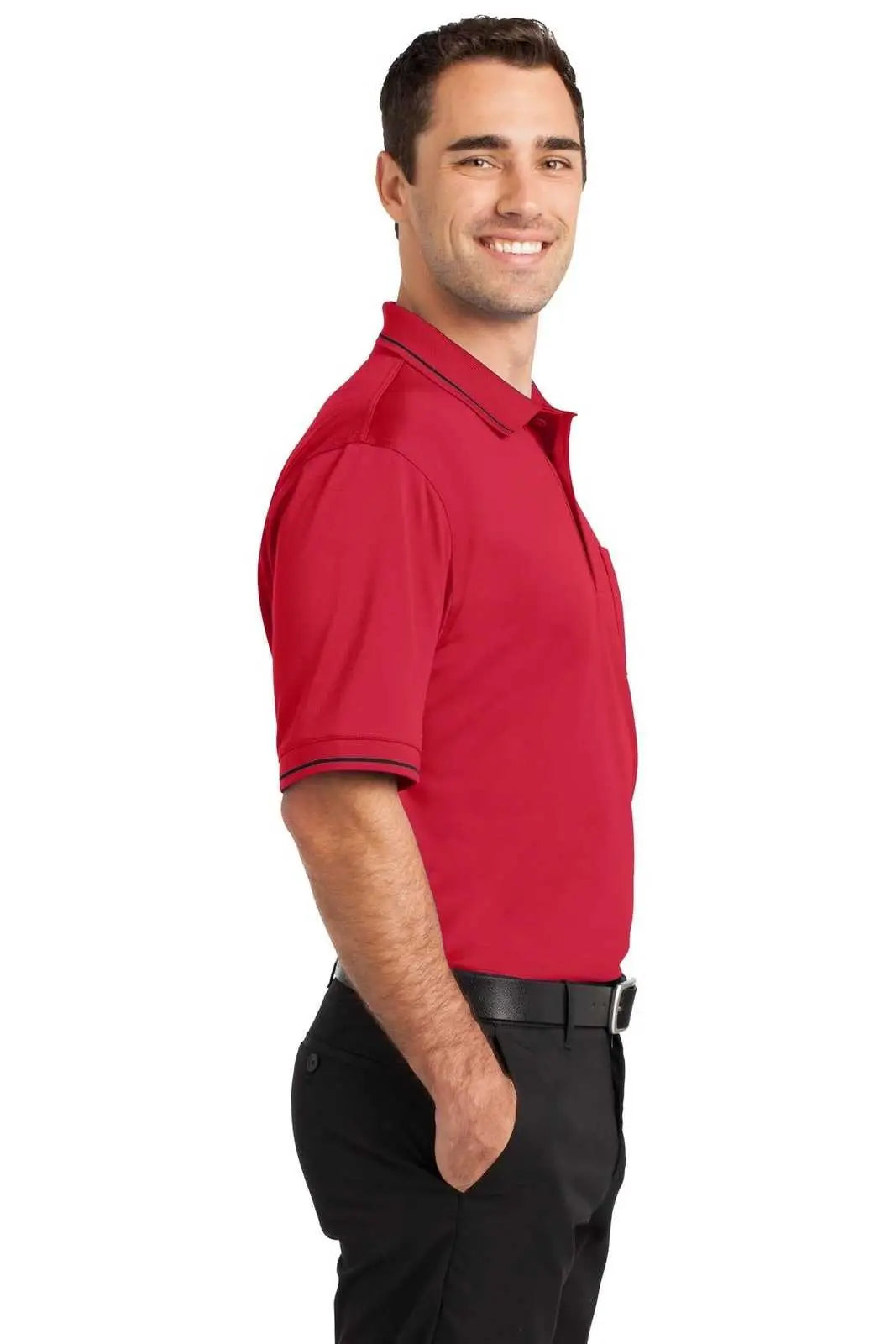 Cornerstone Cs415 Select Snag-proof Tipped Pocket Polo - Red Black