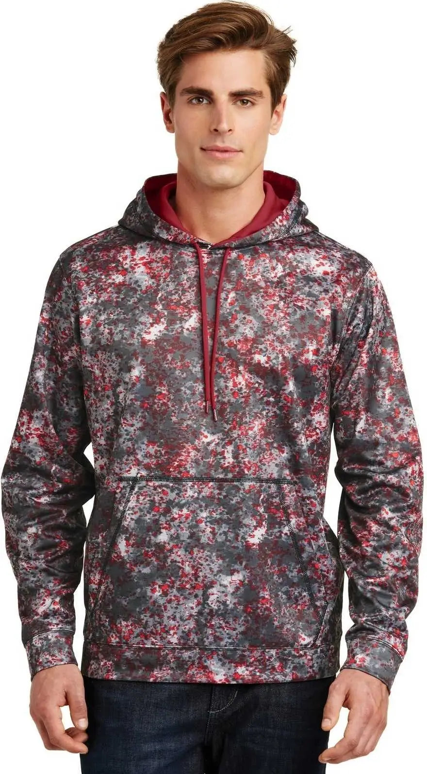 Sport-tek St230 Sport-wick Mineral Freeze Fleece Hooded Pullover - Deep Red