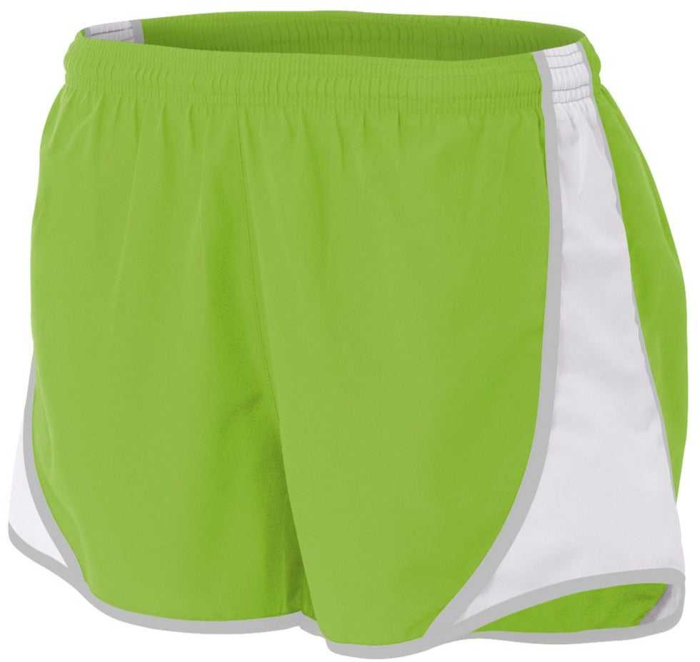 A4 NW5341 Womens 3&quot; Speed Short - Lime White - HIT a Double - 1